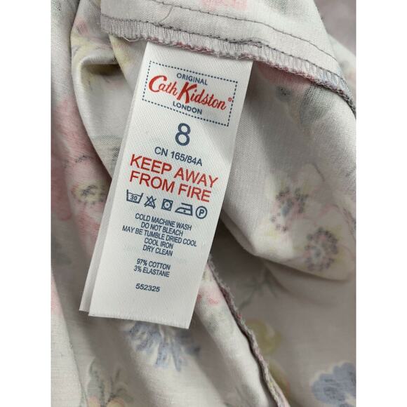 Cath Kidston Dress Gray Floral Retro Style Short Sleeve Short Sleeve UK Size 8 - Picture 11 of 11